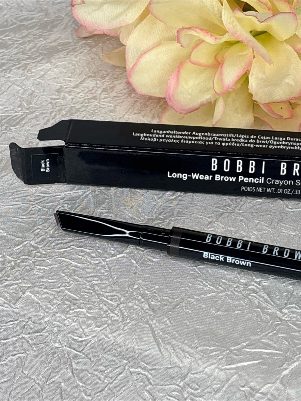BOBBI BROWN LONG-WEAR BROW PENCIL Crayon w/Spoolie - Black Brown NIB FS